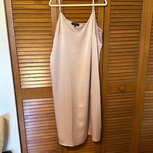 Champagne midi dress. Spaghetti straps.